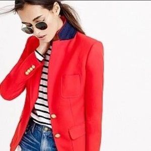 J. Crew Rhode Linen Red Gold Button Classic Blazer